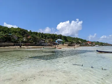 Nusa Ceningan Island overview from ocean